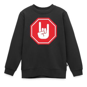 Metal hand - Sweat Premium enfant bio - noir - Devant - AI Model Kid Female (0cm)