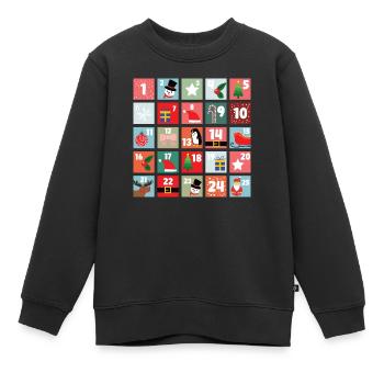 Calendrier de l’Avent Noël - Sweat Premium enfant bio - noir - Devant - AI Model Kid Female (0cm)