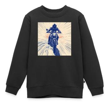 Motocyclette - Sweat Premium enfant bio - noir - Devant - AI Model Kid Female (0cm)