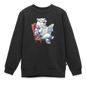 Eisbär liest Zeitung - Kinder Premium Organic Sweatshirt - Schwarz - Vorne - AI Model Kid Female (0cm)