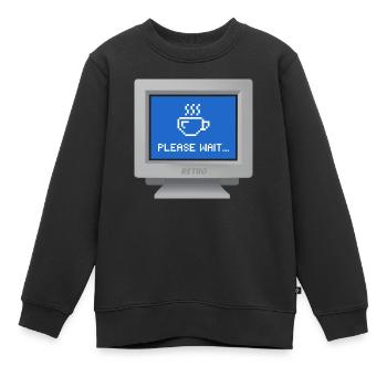 CRT Design - Tapete "Bitte warten" - Kinder Premium Organic Sweatshirt - Schwarz - Vorne - AI Model Kid Female (0cm)