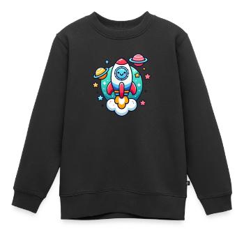 Lächelnde Rakete beim Start - Kinder Premium Organic Sweatshirt - Schwarz - Vorne - AI Model Kid Female (0cm)