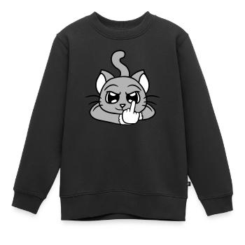 Böse Katze Zeigt Mittelfinger Beleidigung Hand Fun - Kinder Premium Organic Sweatshirt - Schwarz - Vorne - AI Model Kid Female (0cm)
