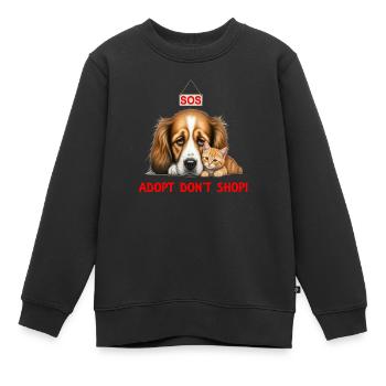 Adoptieren Retten Tiere Tierheim Hund Katze - Kinder Premium Organic Sweatshirt - Schwarz - Vorne - AI Model Kid Female (0cm)