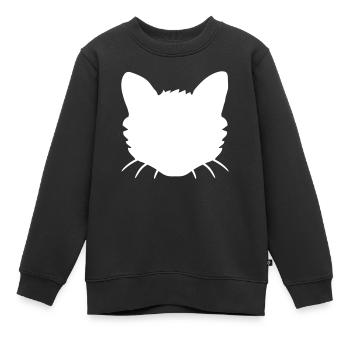 Katzen Gesicht Silhouette Kopf Umrandung Umriss - Kinder Premium Organic Sweatshirt - Schwarz - Vorne - AI Model Kid Female (0cm)