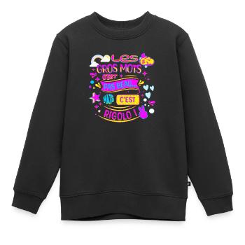LES GROS MOTS C'EST RIGOLO POUR ENFANTS ET ADULTES - Sweat Premium enfant bio - noir - Devant - AI Model Kid Female (0cm)
