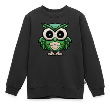 hibou hibou hibou hibou hibou de nuit - Sweat Premium enfant bio - noir - Devant - AI Model Kid Female (0cm)