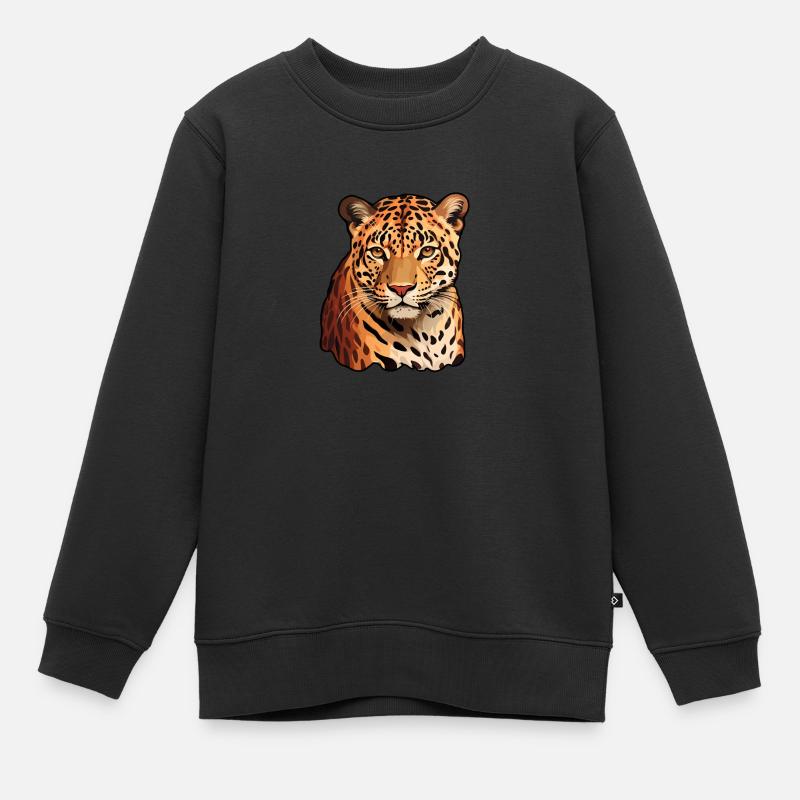 Leopard - Kinder Premium Organic Sweatshirt - Schwarz