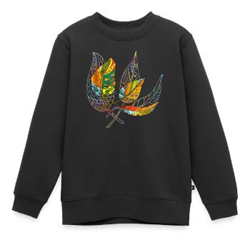 leaves - Kids Premium Organic Sweatshirt - black - Front - AI Model Kid Female (0cm)