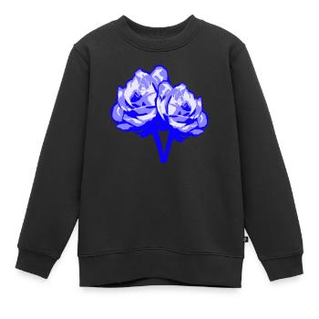 Zwei Schöne Rose Blüte Blatt 2 Röschen Rosenstrauß - Kinder Premium Organic Sweatshirt - Schwarz - Vorne - AI Model Kid Female (0cm)