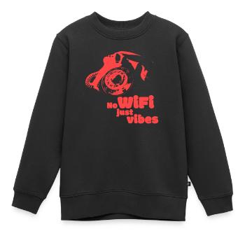 Pas de Wifi, juste des Vibes - variante rouge - Sweat Premium enfant bio - noir - Devant - AI Model Kid Female (0cm)