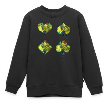 Spielkarten - Kinder Premium Organic Sweatshirt - Schwarz - Vorne - AI Model Kid Female (0cm)