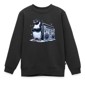Party Penguin Vibes 🐧🕶️🔥 – Style meets Beat! - Kids Premium Organic Sweatshirt - black - Front - AI Model Kid Female (0cm)