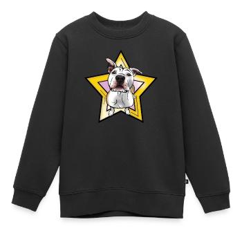 American Staffordshire Terrier mit Stern als Comic - Kinder Premium Organic Sweatshirt - Schwarz - Vorne - AI Model Kid Female (0cm)