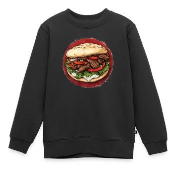 Herzhafter Döner mit frischen Zutaten - Kinder Premium Organic Sweatshirt - Schwarz - Vorne - AI Model Kid Female (0cm)