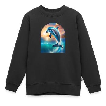 Ein Delfin, der aus dem Meer kommt - Kinder Premium Organic Sweatshirt - Schwarz - Vorne - AI Model Kid Female (0cm)