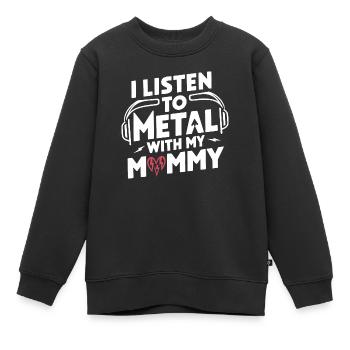 Heavy metal avec maman. Ventilateur en métal avec maman - Sweat Premium enfant bio - noir - Devant - AI Model Kid Female (0cm)