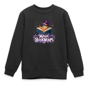 Magischer Bücherwurm - Kinder Premium Organic Sweatshirt - Schwarz - Vorne - AI Model Kid Female (0cm)