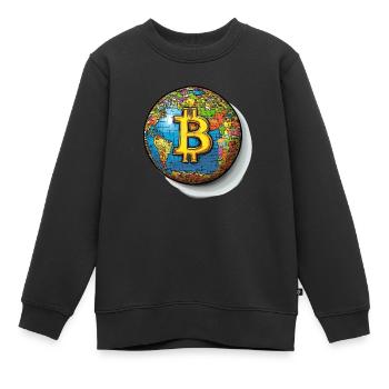 Bitcoin Global: Die Währung ohne Grenzen! - Kinder Premium Organic Sweatshirt - Schwarz - Vorne - AI Model Kid Female (0cm)