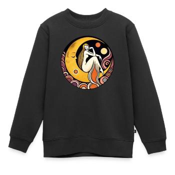 Déesse rétro de la lune - Sweat Premium enfant bio - noir - Devant - AI Model Kid Female (0cm)