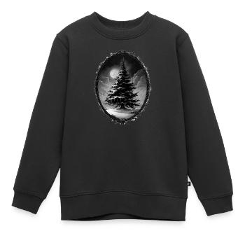 Sapin de Noël lugubre : conte de fées d’hiver au clair de lune - Sweat Premium enfant bio - noir - Devant - AI Model Kid Female (0cm)