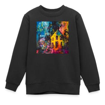Niveau d’information - Sweat Premium enfant bio - noir - Devant - AI Model Kid Female (0cm)