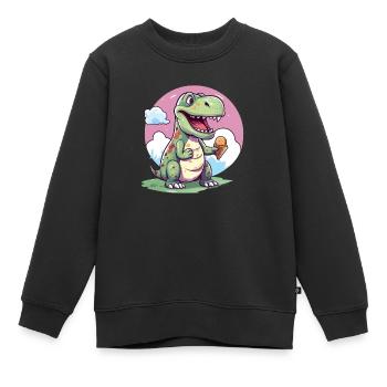 Dino mange de la glace - Sweat Premium enfant bio - noir - Devant - AI Model Kid Female (0cm)