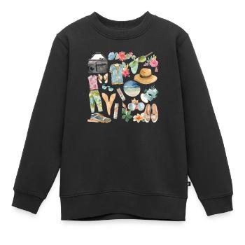 Clipart de voyage à l’aquarelle : Embrassez l’essence de - Sweat Premium enfant bio - noir - Devant - AI Model Kid Female (0cm)
