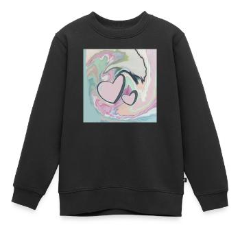 Zwei Herzen Liebe Freundschaft Verbundenheit - Kinder Premium Organic Sweatshirt - Schwarz - Vorne - AI Model Kid Female (0cm)