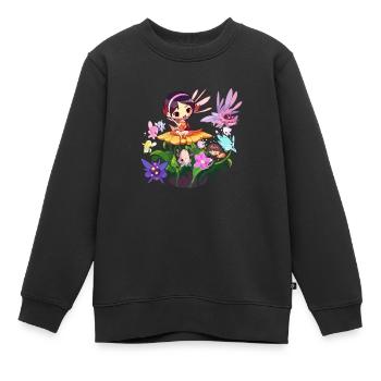 Le jardin enchanté : une symphonie de fleurs et de - Sweat Premium enfant bio - noir - Devant - AI Model Kid Female (0cm)