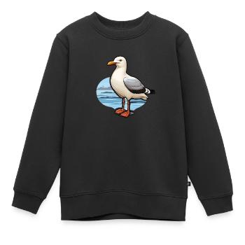 Möwe Seevogel - Kinder Premium Organic Sweatshirt - Schwarz - Vorne - AI Model Kid Female (0cm)