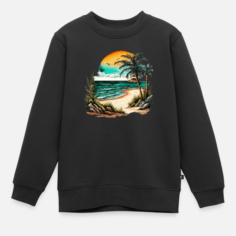 Plage pour le surfeur - Sweat Premium enfant bio - noir