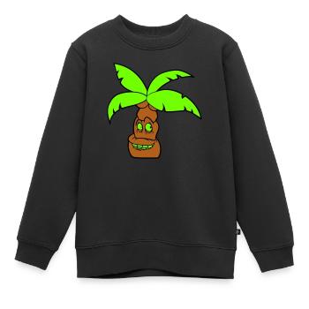Lustige Palme Gesicht Insel Urlaub Glücklich Comic - Kinder Premium Organic Sweatshirt - Schwarz - Vorne - AI Model Kid Female (0cm)