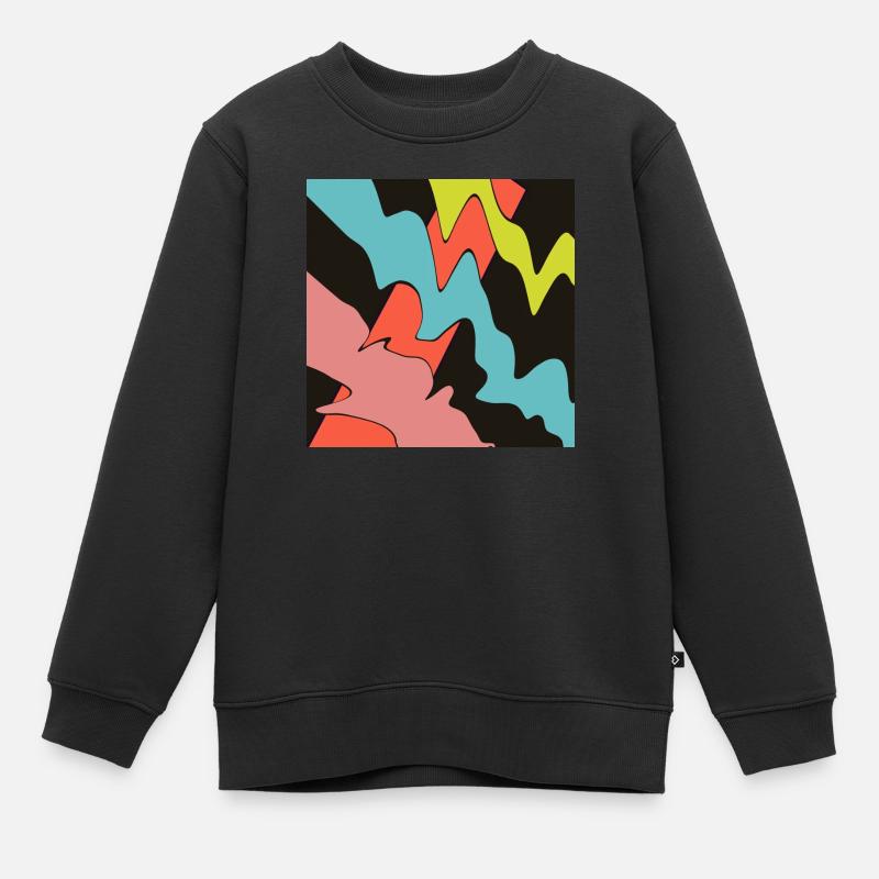 Carré orange, avec trois motifs. - Sweat Premium enfant bio - noir