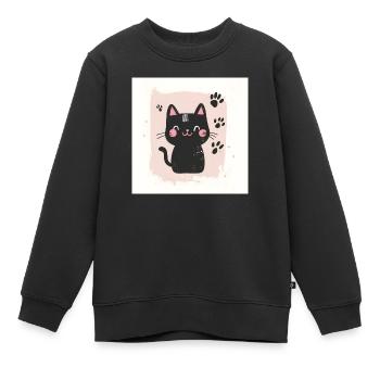 POD Cat Impressum 4 - Kinder Premium Organic Sweatshirt - Schwarz - Vorne - AI Model Kid Female (0cm)