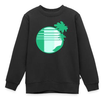 Palmen Insel Bäume Strand Streifen Meer Reise Rund - Kinder Premium Organic Sweatshirt - Schwarz - Vorne - AI Model Kid Female (0cm)