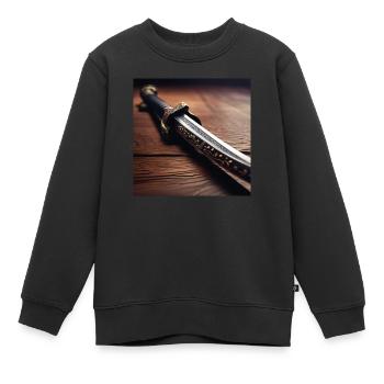 Conception d’affiche Sabre Samouraï - Sweat Premium enfant bio - noir - Devant - AI Model Kid Female (0cm)