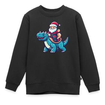 Dinosaurier stegosaurus Weihnachtsmann - Kinder Premium Organic Sweatshirt - Schwarz - Vorne - AI Model Kid Female (0cm)