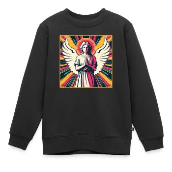 Schutzengel Pop-Art - Kinder Premium Organic Sweatshirt - Schwarz - Vorne - AI Model Kid Female (0cm)