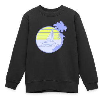 Schiff Sonne Streifen Matrose Kapitän Wasser Boot - Kinder Premium Organic Sweatshirt - Schwarz - Vorne - AI Model Kid Female (0cm)