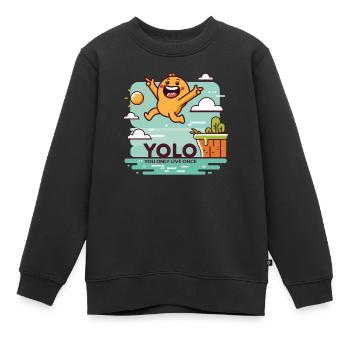 Design « Leap of Joy » YOLO - Sweat Premium enfant bio - noir - Devant - AI Model Kid Female (0cm)
