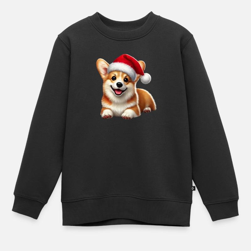 Jul Corgi - Premium børne sweatshirt økologisk - sort
