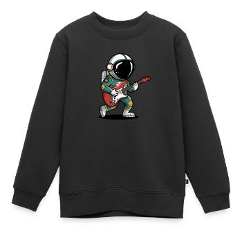 Spaceman dessin animé guitare drôle rock - Sweat Premium enfant bio - noir - Devant - AI Model Kid Female (0cm)