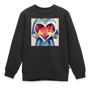 Von ganzem Herzen - Kinder Premium Organic Sweatshirt - Schwarz - Vorne - AI Model Kid Female (0cm)