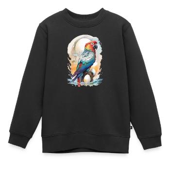 Perroquet Aquarelle - Sweat Premium enfant bio - noir - Devant - AI Model Kid Female (0cm)