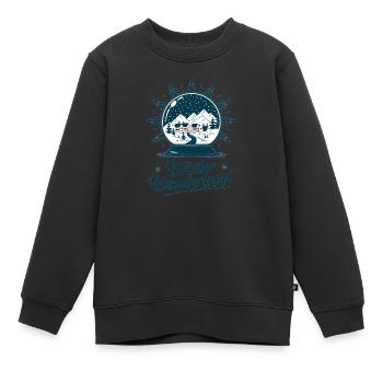 Winterwunderland – Schneekugel mit Dorf - Kinder Premium Organic Sweatshirt - Schwarz - Vorne - AI Model Kid Female (0cm)