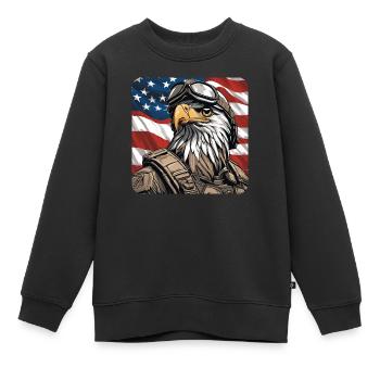 Eegle of USA - Kinder Premium Organic Sweatshirt - Schwarz - Vorne - AI Model Kid Female (0cm)