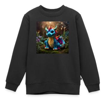 Süßer bunter Zauberdrache in Fantasy Welt - Kinder Premium Organic Sweatshirt - Schwarz - Vorne - AI Model Kid Female (0cm)