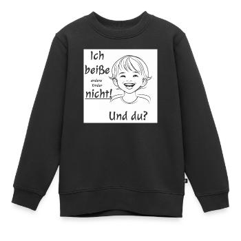 Ich beiße nicht - Motiv neutral - Kinder Premium Organic Sweatshirt - Schwarz - Vorne - AI Model Kid Female (0cm)