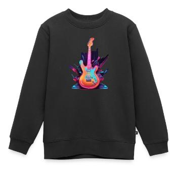 Guitare Rock Musique - Sweat Premium enfant bio - noir - Devant - AI Model Kid Female (0cm)